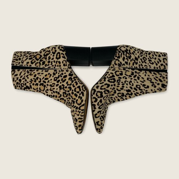 Halogen Abbi Leopard Black Calf Hair Zip Stacked 3.25" Block Heel Ankle Boot 9.5 - Picture 5 of 6